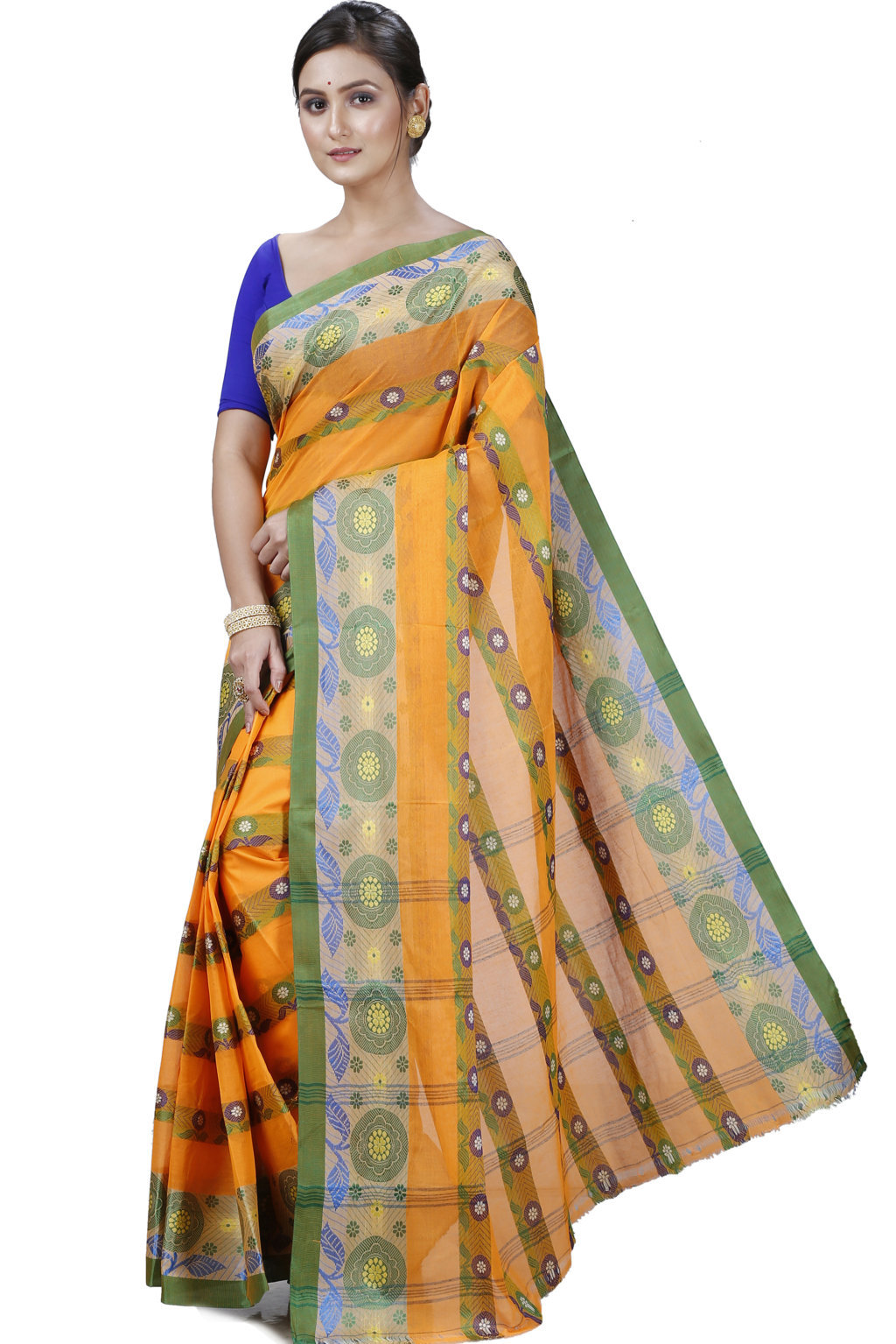 Yellow Pure Cotton Uttara Tant Saree (1134)